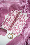 Garnet Cotton Unstitched Salwar Suit With Cotton Dupatta