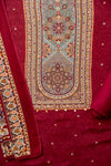 Maroon Crepe Unstitched Salwar Suit With Crepe Dupatta