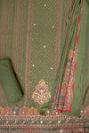 Mehndi Cotton Unstitched Salwar Suit With Cotton Dupatta