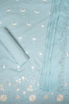 Dark Grey Muslin Unstitched Suit Salwar With Chiffon Dupatta