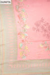 Pink Tussar Crepe Unstitched Salwar Suit With Georgette Dupatta