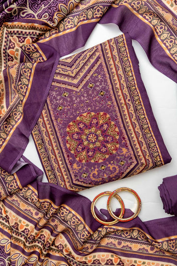 Garnet Crepe Unstitched Salwar Suit With Crepe Dupatta