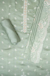 Olive Muslin Unstitched Salwar Suit With Muslin Dupatta