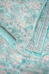 Tea Green Crepe Unstitched Salwar Suit With Crepe Dupatta
