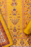 Mustard Muslin Crepe Unstitched Salwar Suit With Muslin Crepe Dupatta