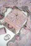 Mauve Crepe Unstitched Salwar Suit With Crepe Dupatta
