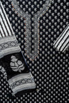 Black Cotton Unstitched Salwar Suit With Cotton Dupatta