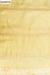 Off White Cotton Unstitched Salwar Suit With Cotton Dupatta