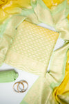 Pista Khaddi Georgette Unstitched Salwar Suit With Silk Dupatta