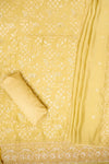 Mustard Muslin Unstitched Salwar Suit With Muslin Dupatta
