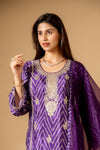 Purple Chinon Readymade Sharara Set With Net Dupatta