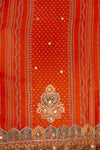 Rust Cotton Unstitched Salwar Suit With Cotton Dupatta