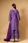 Purple Chinon Readymade Sharara Set With Net Dupatta