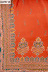 Rust Cotton Unstitched Salwar Suit With Cotton Dupatta