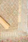 Tussar Crepe Unstitched Salwar Suit With Georgette Dupatta