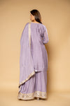 Mauve Chinon Readymade Suit And Palazzo With Chinon Dupatta
