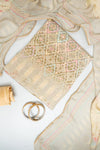 Tussar Crepe Unstitched Salwar Suit With Georgette Dupatta