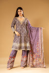 Garnet Georgette Readymade Suit And Palazzo With Crepe Dupatta