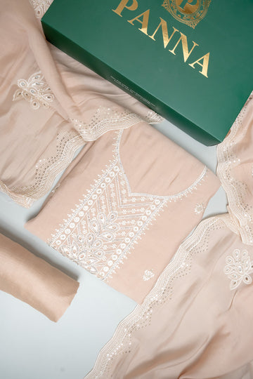 Tussar Muslin Unstitched Suit Salwar With Muslin Dupatta