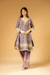 Garnet Georgette Readymade Suit And Palazzo With Crepe Dupatta