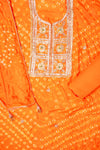 Orange Dola Unstitched Salwar Suit With Dola Dupatta