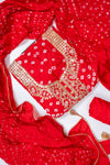 Maroon Dola Unstitched Salwar Suit With Dola Dupatta