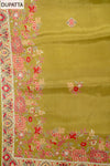 Pista Cotton Unstitched Salwar Suit With Cotton Dupatta