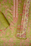 Pista Cotton Unstitched Salwar Suit With Cotton Dupatta
