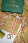Pista Cotton Unstitched Salwar Suit With Cotton Dupatta