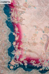 Peach Crepe Unstitched Salwar Suit With Crepe Dupatta