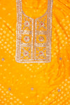 Mustard Dola Unstitched Salwar Suit With Dola Dupatta
