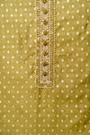 Olive Cotton Unstitched Salwar Suit With Cotton Dupatta