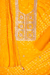 Mustard Dola Unstitched Salwar Suit With Dola Dupatta