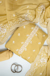 Mustard Muslin Unstitched Salwar Suit With Muslin Dupatta