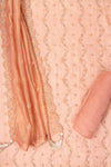 Peach Organza Unstitched Salwar Suit With Organza Dupatta