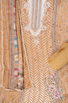 Tussar Crepe Unstitched Salwar Suit With Chiffon Dupatta