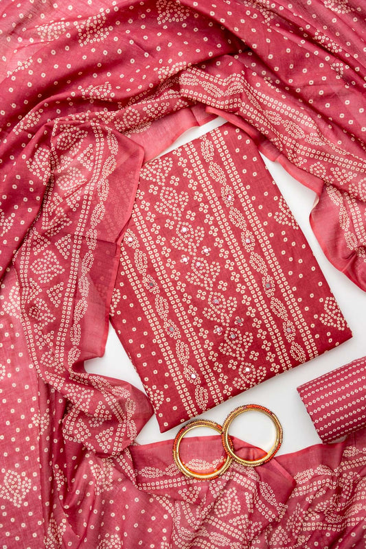 Gajari Cotton Unstitched Salwar Suit With Cotton Dupatta