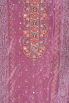 Mauve Crepe Unstitched Salwar Suit With Chiffon Dupatta