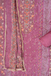 Mauve Crepe Unstitched Salwar Suit With Chiffon Dupatta
