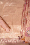 Peach Banarasi Silk Unstitched Salwar Suit With Silk Dupatta