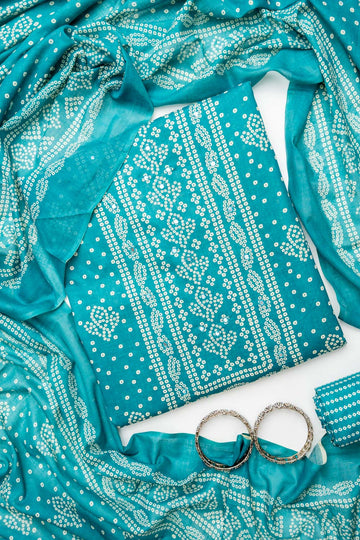 Rama Cotton Unstitched Salwar Suit With Cotton Dupatta