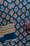 Navy Blue Cotton Unstitched Salwar Suit With Cotton Dupatta