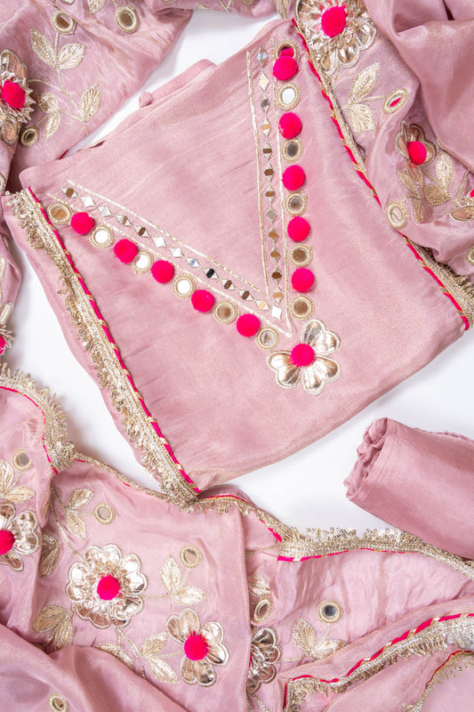 Onion Tissue Unstitched Salwar Suit With Tissue Dupatta