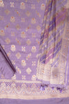 Mauve Banarasi Silk Unstitched Suit Salwar With Silk Dupatta