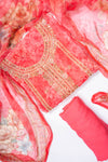 Gajari Organza Unstitched Salwar Suit With Chiffon Dupatta