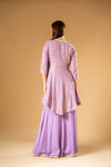 Mauve Georgette Readymade Sharara Set With Shrug