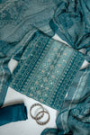 Mint Green Crepe Unstitched Salwar Suit With Chinon Dupatta