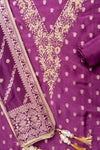 Garnet Cotton Unstitched Salwar Suit With Cotton Dupatta