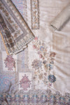 Grey Chanderi Unstitched Salwar Suit With Chanderi Dupatta