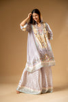 Mauve Crepe Readymade Suit With Palazzo